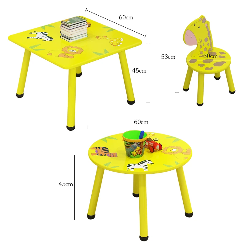 
New style hot sale cartoon animal style study table and chair set wooden study table for children 