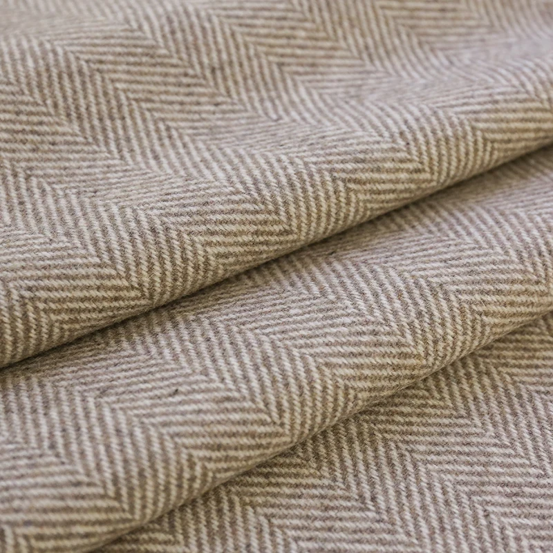 Wholesale stock lot herringbone polyester wool suiting woolen fabric