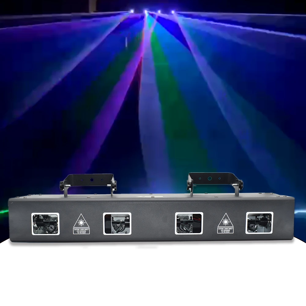 Disco Laser Lights 4 Lens RGB LED Stage Party Light DMX Voice Control Beam Effect Lighting For Dance Floor Club