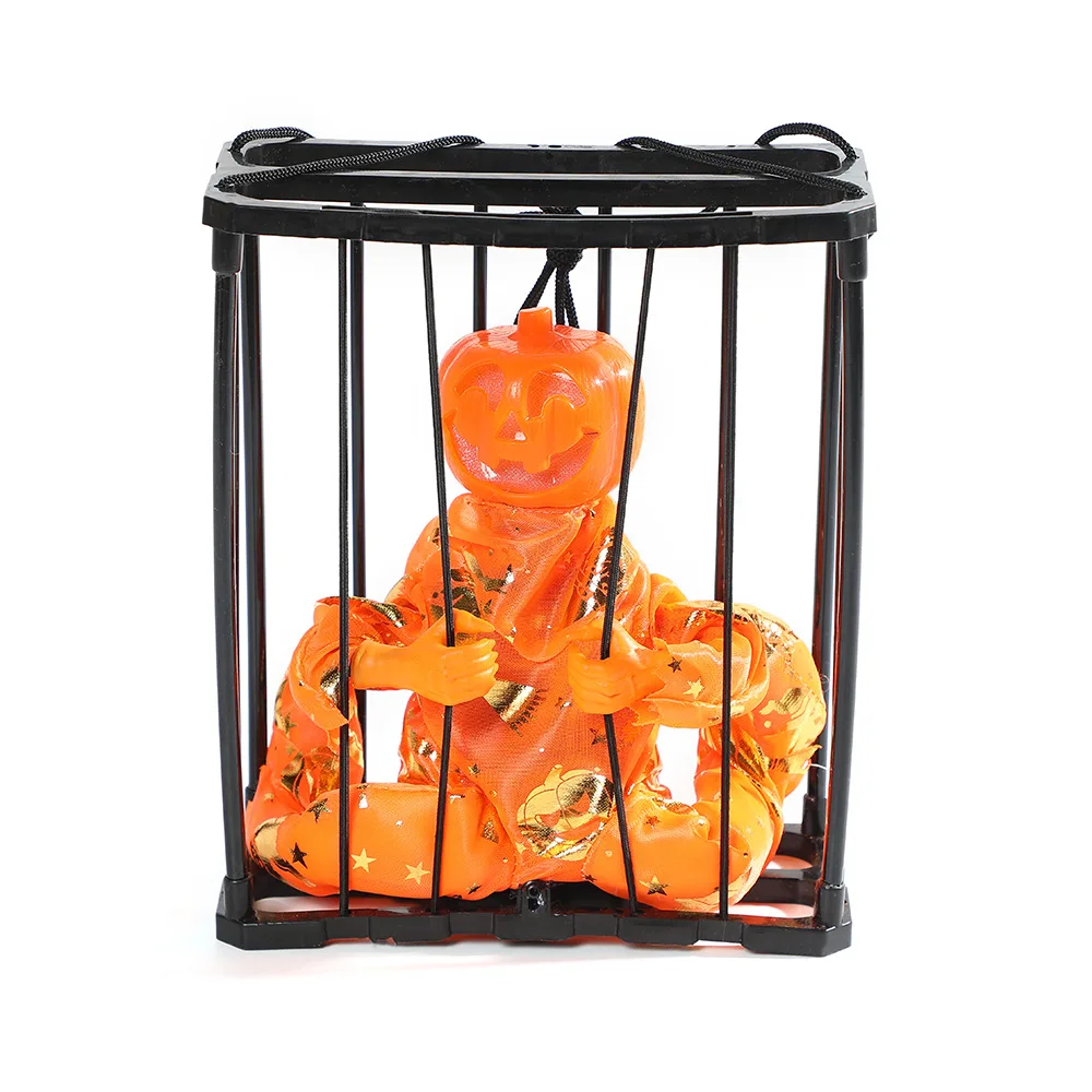 Halloween Prisoner Decoration Props Induction Light Sound Cage Ghost Haunted House Secret Room Bar Prank Toy