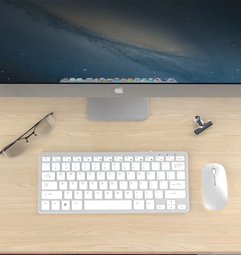 2.4Ghz portable slim rechargeable BT wireless keyboard and mouse Combo Keyboard and mouse set wireless for tablet pc