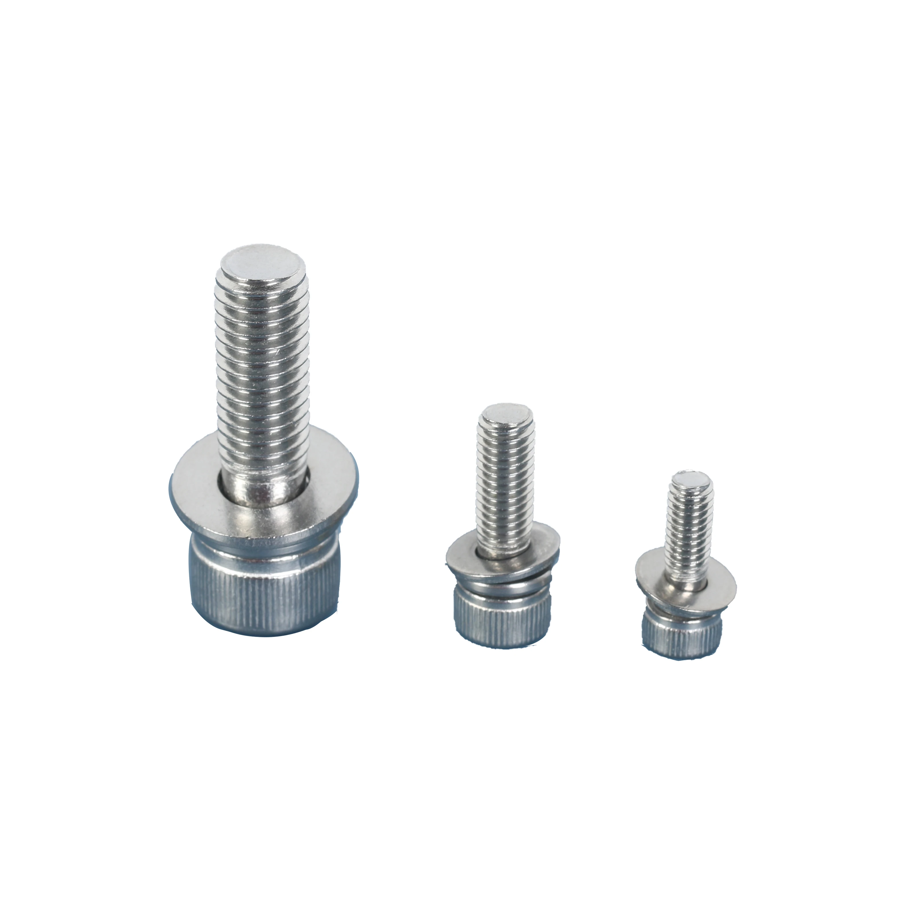 SEMS screws DIN912  Stainless Steel A2-70 SS304 hex socket combination Screws with flat and spring washer Knurled Head bolts