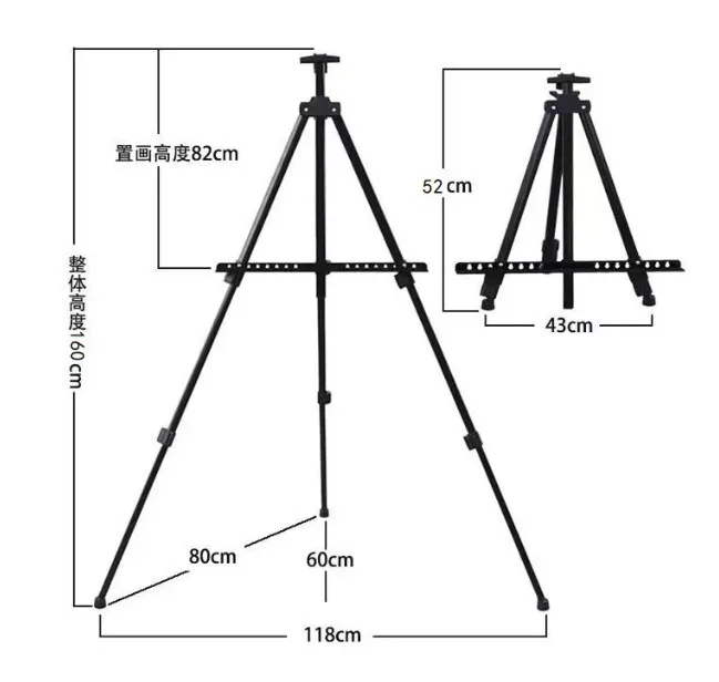 High quality Metal Folding Painting Easel Adjustable Tripod Display Shelf Easel Painting Stand