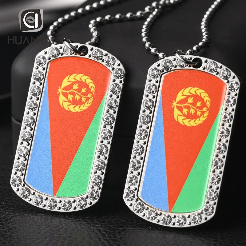 Пользовательский национальный флаг печатный логотип Алмазный акриловый камень металлическая бирка для собак