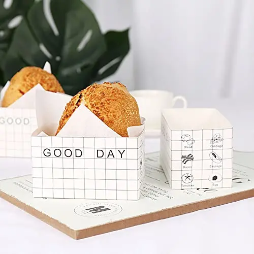 Take Out Food Containers,Sandwich Boxes Toast Holding Bread Tray, Hot Dog Donut Egg Waffle Packaging Lunch Box