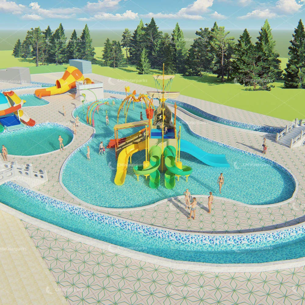 Hot Sale 2022 New Design 3D Model 7500 Square Water Park Equipment Case Fiberglass Slide For Kids Adult