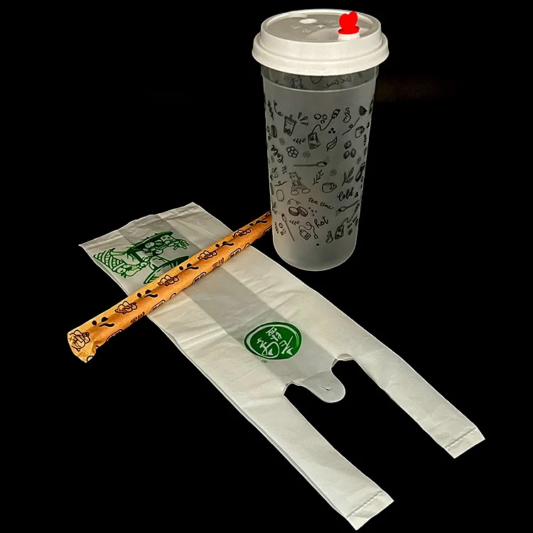 Customized Single and Double Cup Disposable Milk Tea Packaging Bag Takeaway Beverage Plastic