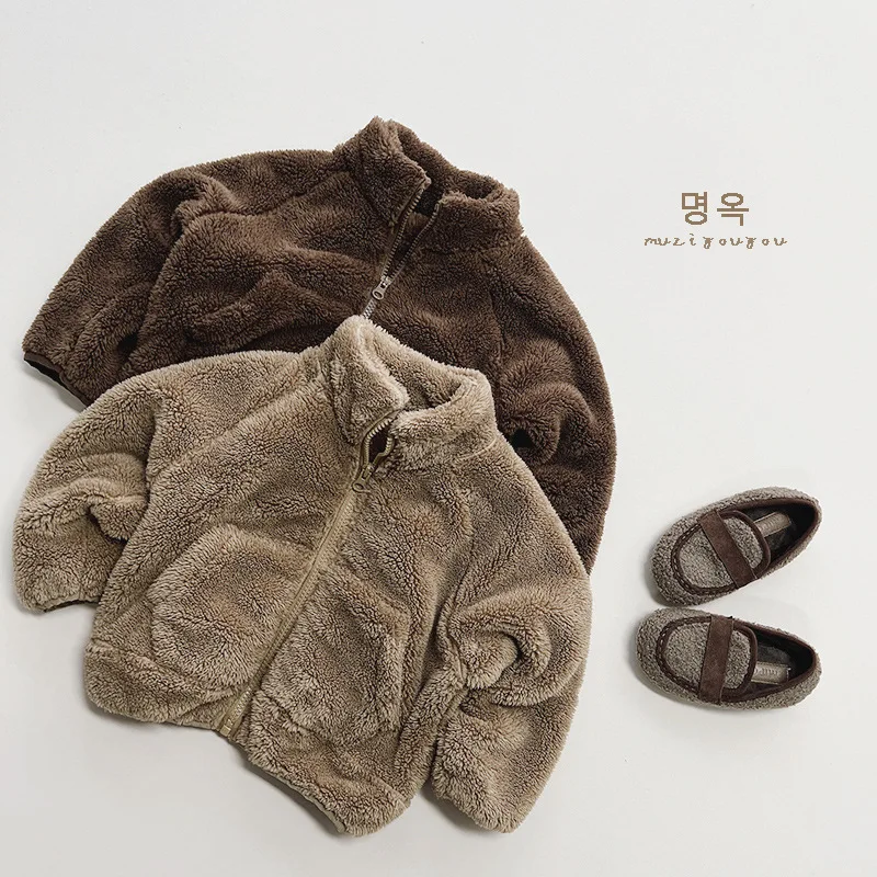Unisex Winter Warm Zipper Toddler Girls Boys Sherpa Fleece Fuzzy Pullover Jackets Coat Kids Baby Sherpa Zipper Jacket