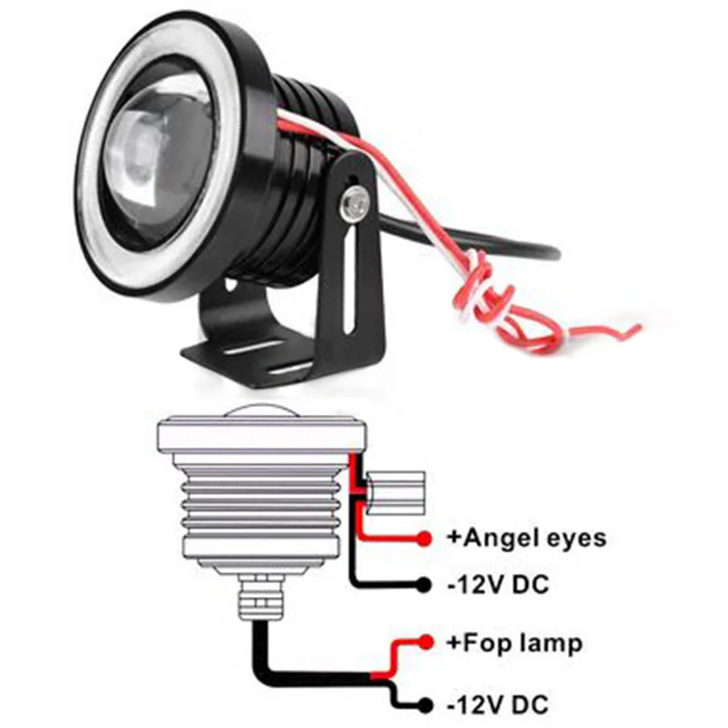 EURS Car LED lens 30W 12V 6000K 76MM 89MM COB angel eye fog light daytime running lights