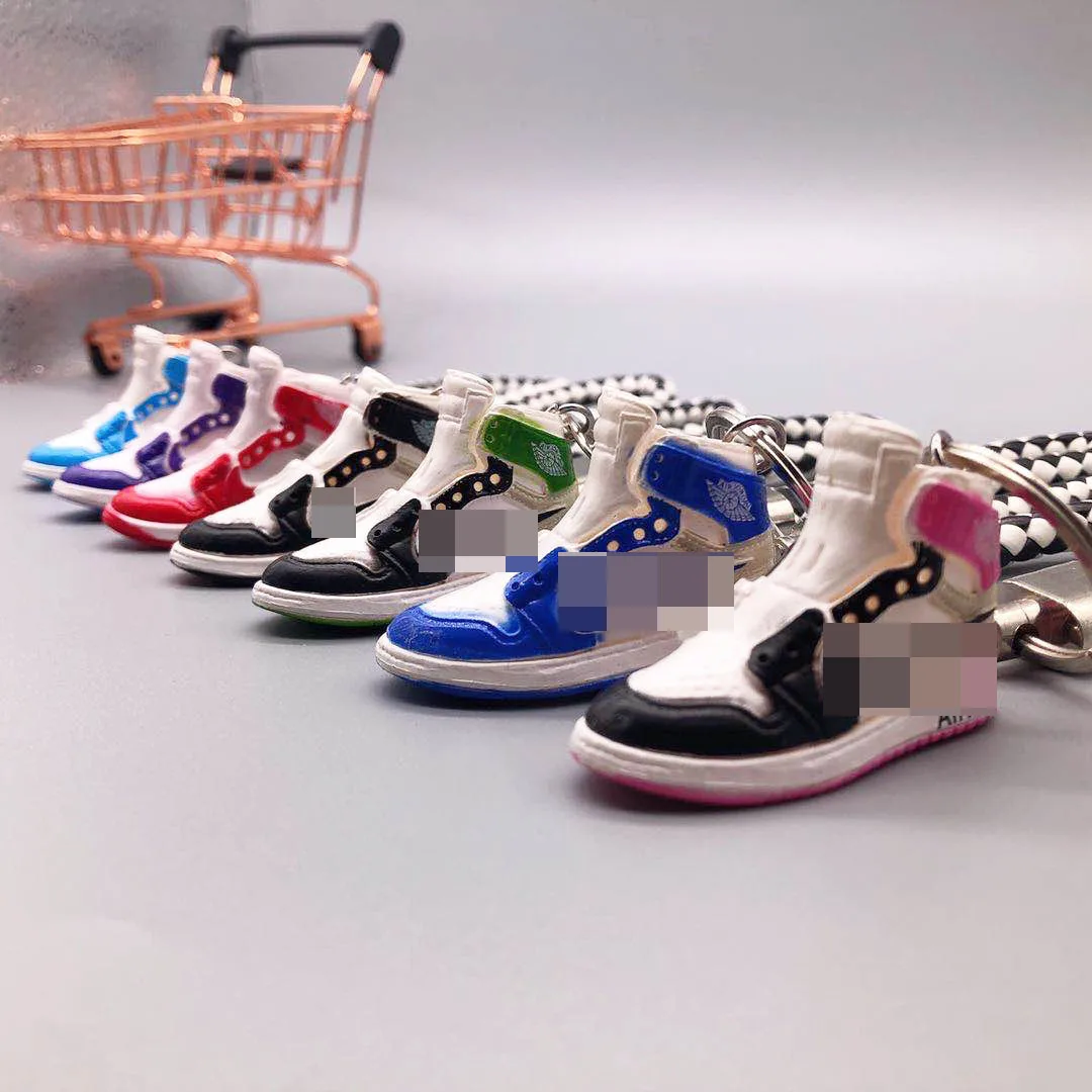 
Factory wholesale pvc rubber key ring bag pendant vivid air jordan keychain 