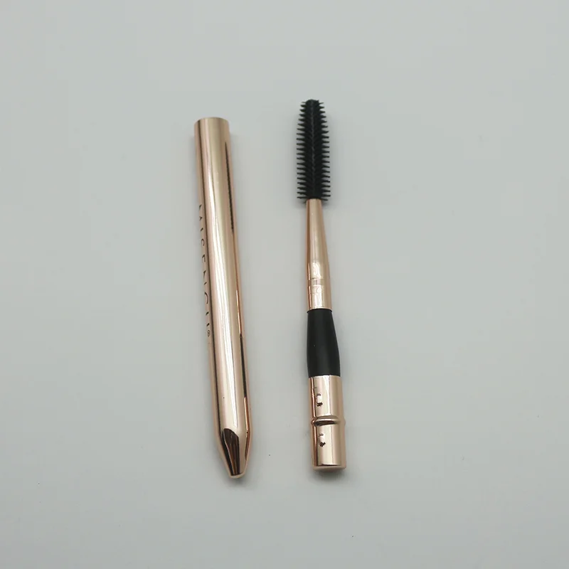 Spoolies Mascara Eyelash Brush Silicone eye brow makeup brush Lashes Wand Rose gold retractable eyelash spoolie brush with lid