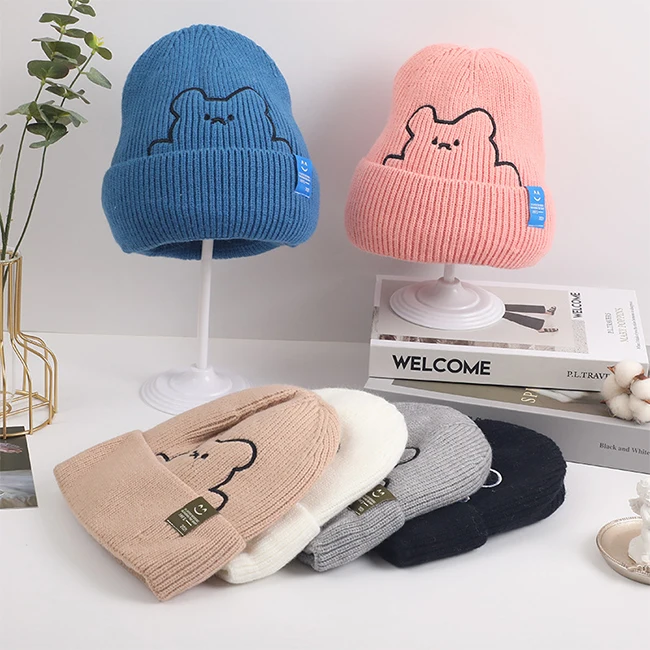 Children Hats girls cute custom funny winter kids warm knit kids beanie hats