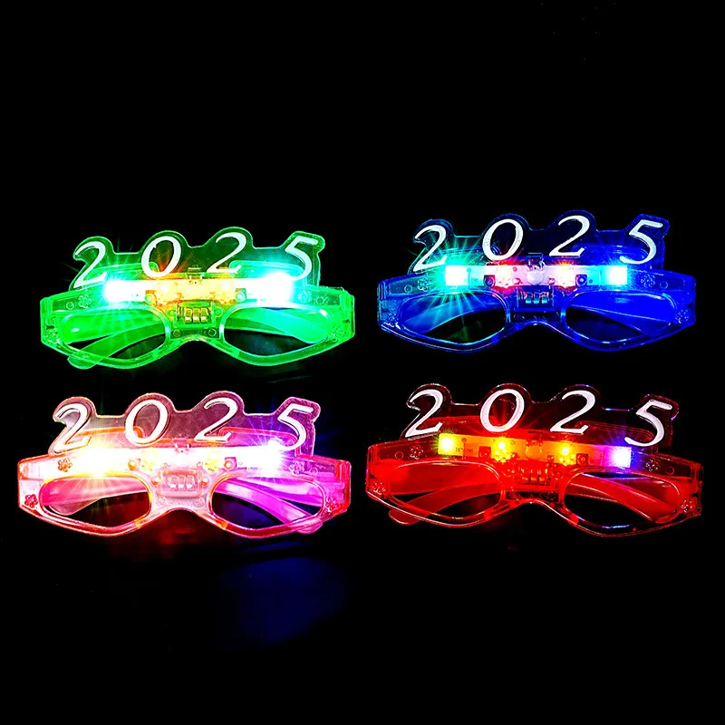 MADESHINE 2025 Luminous Digital New Year Eve Christmas Carnival Party Glowing in The Dark Light Up Flashing Led Glasses