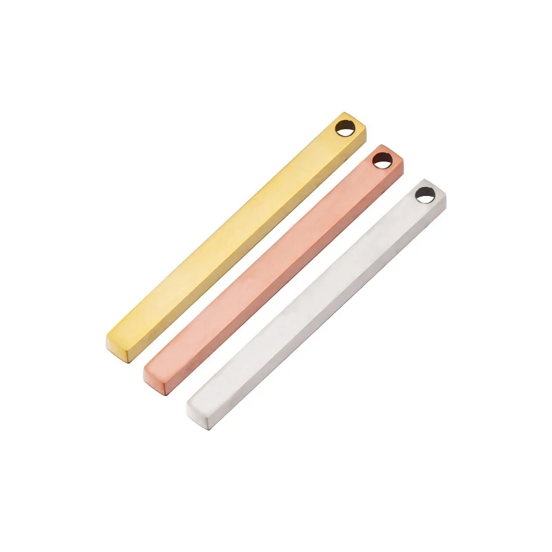 Custom Stainless steel mirror rectangular strip pendant accessories Blank Bar2.5*3*35mm laser logo