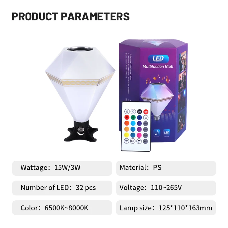 Smart Home LED Bulbs Bluetooth Compatible A19 Full Color Changing Light Bulbs with remote