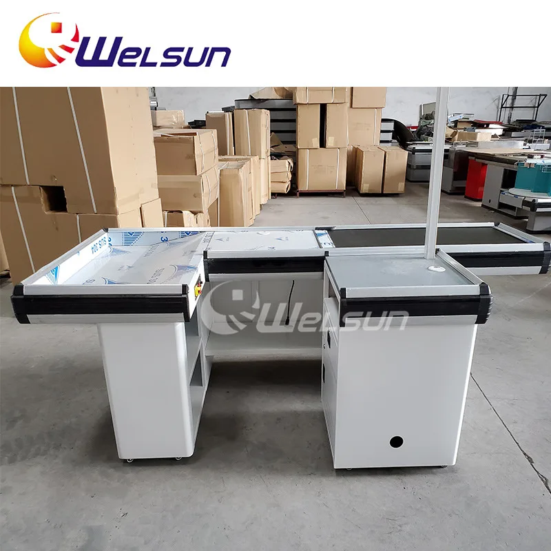 Supermarket electric cash register  counter automatic belt simple counter cashier box cashier counter convenience store