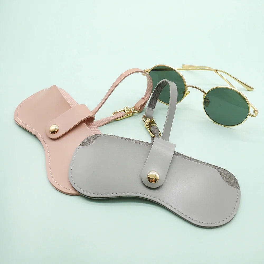 Minimalism custom sunglasses cases soft PU leather glasses cover eyeglasses packing bag with a strap