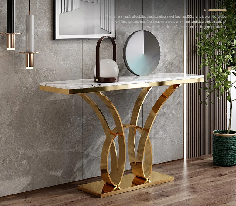 Hot sale living room furniture mirrored rose gold or gold frame  console table modern luxury corner console table