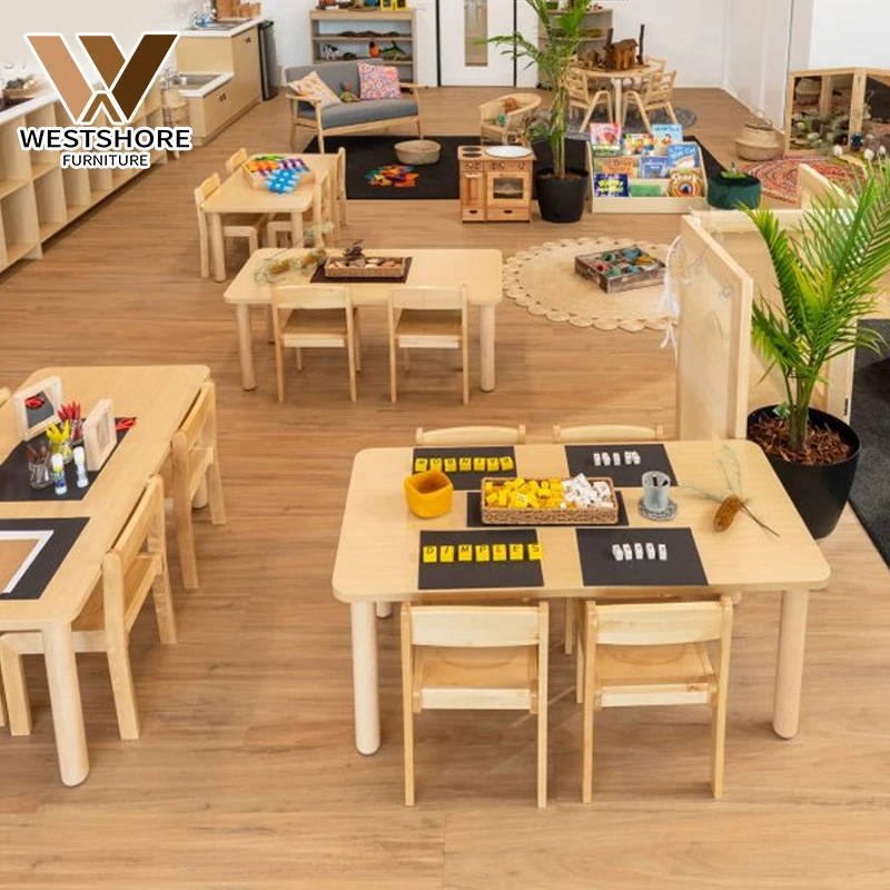 Kids Daycare School Cheap Children Wooden Childcare Kindergarten Furniture Sets Preschool Table And Chair For Nursery Classroom