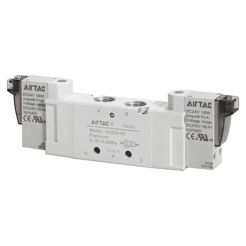 AIRTAC 5V120/220/320/420-M5/06/08/10/15DC24V050  Solenoid valve two position five way