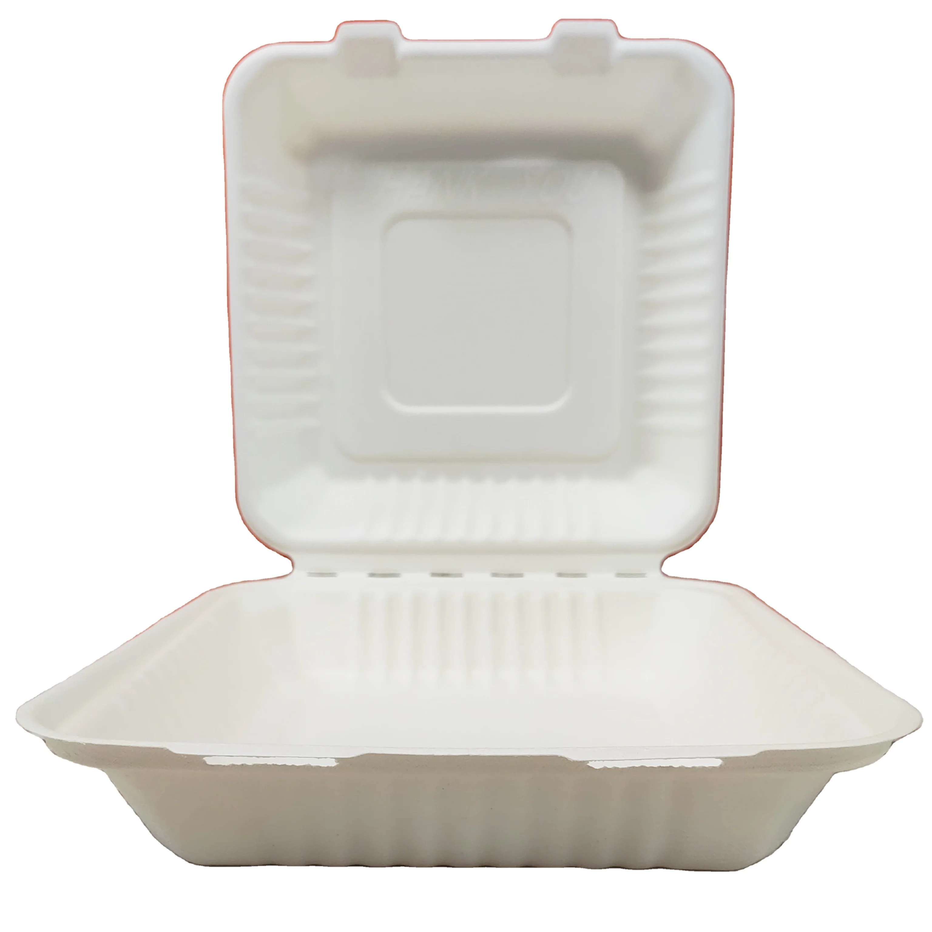 Eco Compostable Clamshell Take Away Food Containers 3 Compartment Disposable Biodegradable Sugarcane Bagasse Lunch Box