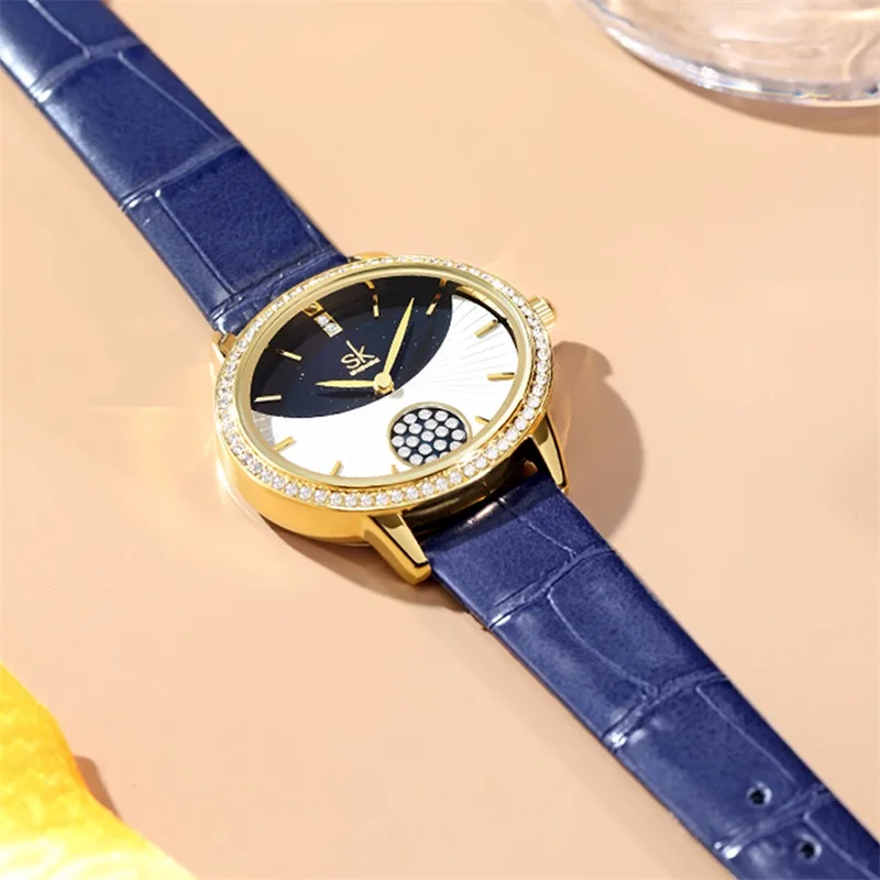 SHENGKE Unique remarkable charming women trendy watch shine diamond glitter young brand design daily casual classic women watch