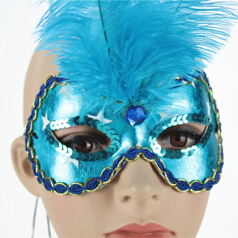 2020 New design Multicolor feather water drill mask Venice masquerade party factory supply