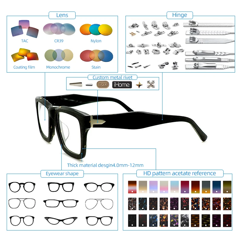New Fashion Acetate Eyeglass Frames Optical Blue Light Blocking Computer Glasses Eyewear PC Eyeglasses Frame