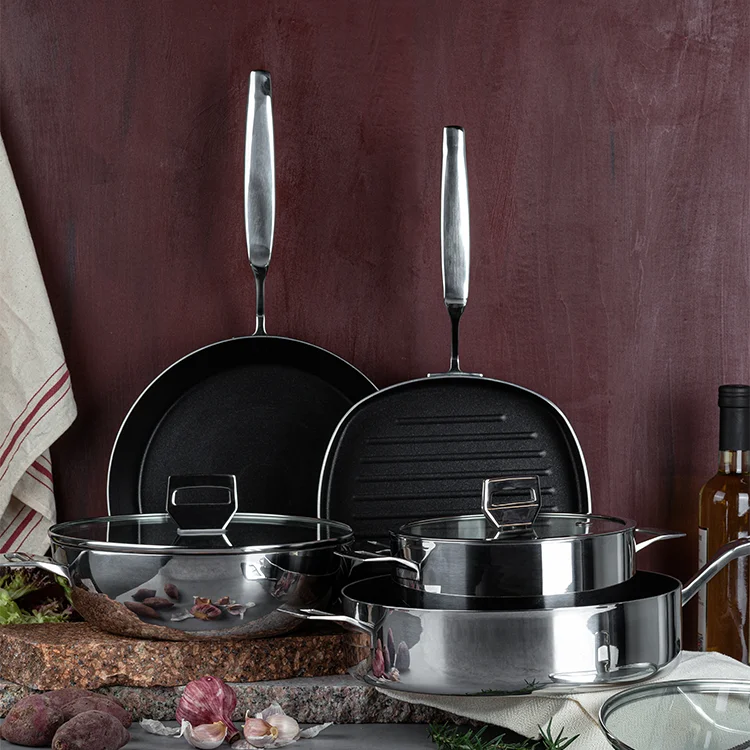 Fast Shipping ODM Triply Stainless Steel Saucepan Durable Non Stick Frying Pan Hotpot Casseroles Wok