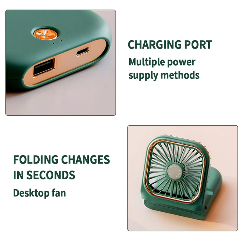 Wholesale 3 Gears Adjustable Mini Fan Portable Rechargeable Hanging Neck Small Fan 3000 mah Power Bank Personal Hand Fans