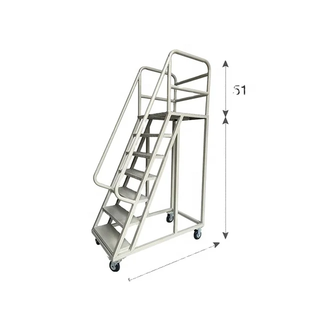 Supermarket and Warehouse Foldable Stair Climbing Step Ladder Trolley Movable Steel Cart with Wheels