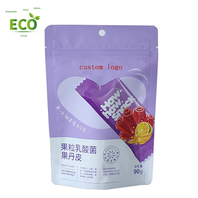 Custom Printed Stand up Pouches Heat Seal Biodegradable Ziplock Bags For Dried Fruit Vanilla Beans Food Grade Mylar Bags