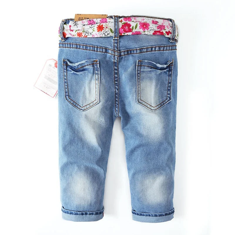 
Amazon hot sale 2021 latest design light blue kids girls casual clothing baby girl denim pants jeans 