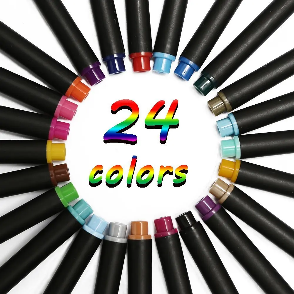 New Amazon 24-color Fine liner Color Pen Set  Hook Line Pen Porous Fine Point art Markers Pen