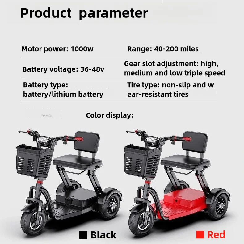 Portable Elderly Electric Bicycle 60v Lithium Battery Scooter Tricycle Rickshaw Foldable Adult Car for Cargo Use Easy Charging