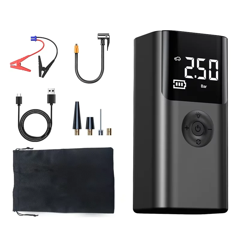 Emergency Automatic Jump Starter 12V  Portable Car Booster Start 25 times Power Bank Dead Battery Jumper with Air Compressor