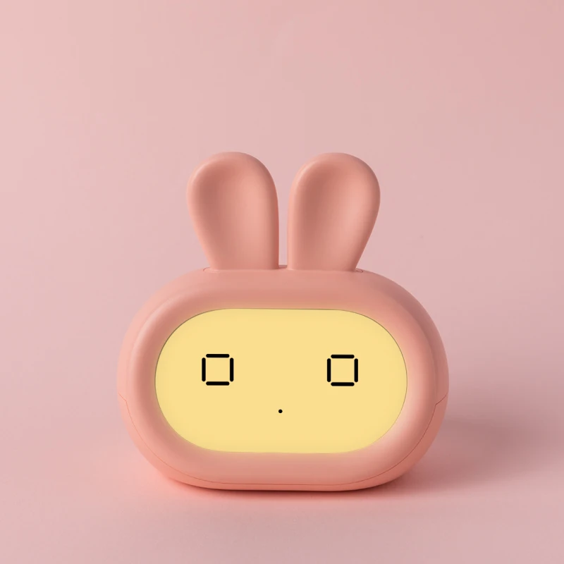 Rabbit Modern Design Dual Function Analog-Digital Alarm Clock with Cute Backlight Smart Quartz Wake-up Light for Kids