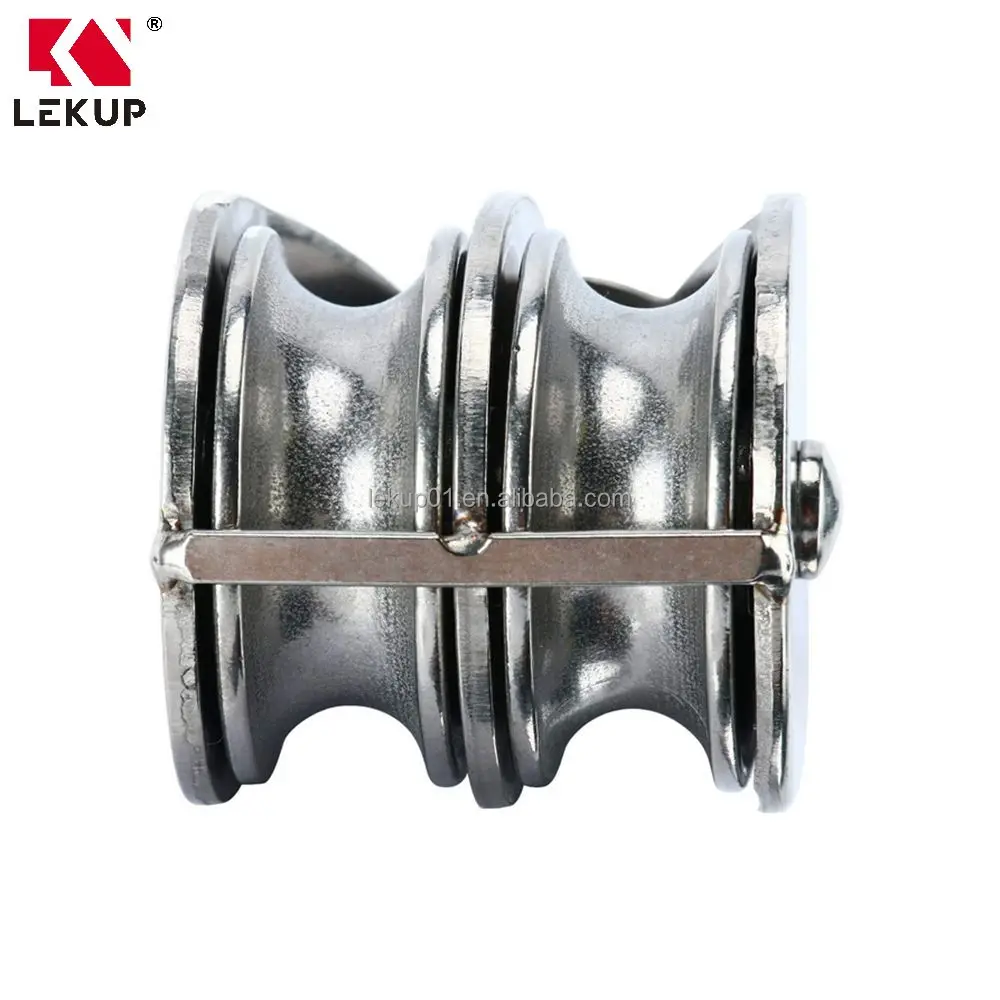 Stainless Steel Rope Roller Pulley Crane Cable Pulley Roller Double Pulley Block for Wire Cable Loading