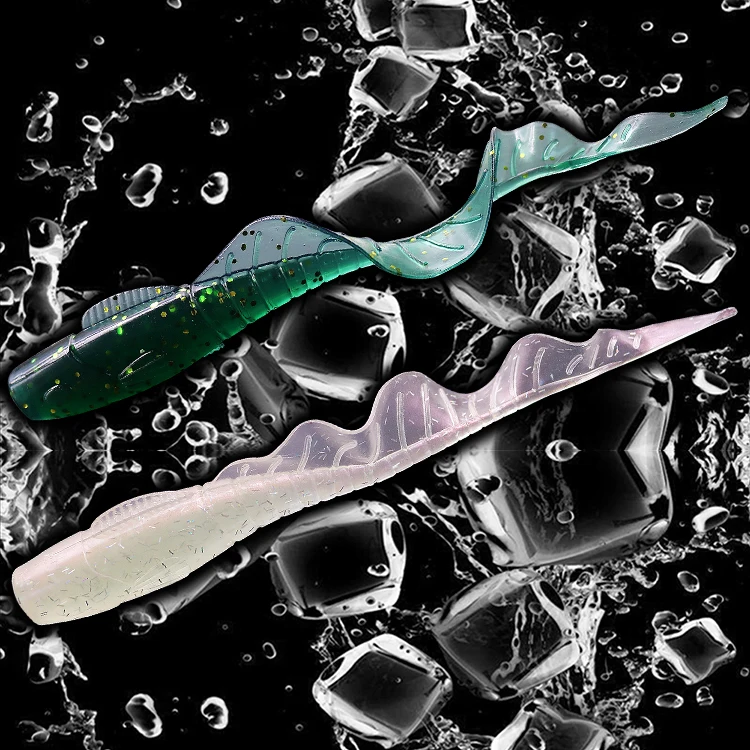 Curved Tail 115mm 13.5g Worm Lure Big Soft Lure Colorful Glitter Paper Shinning Soft Plastic Trolling  Fishing Lure