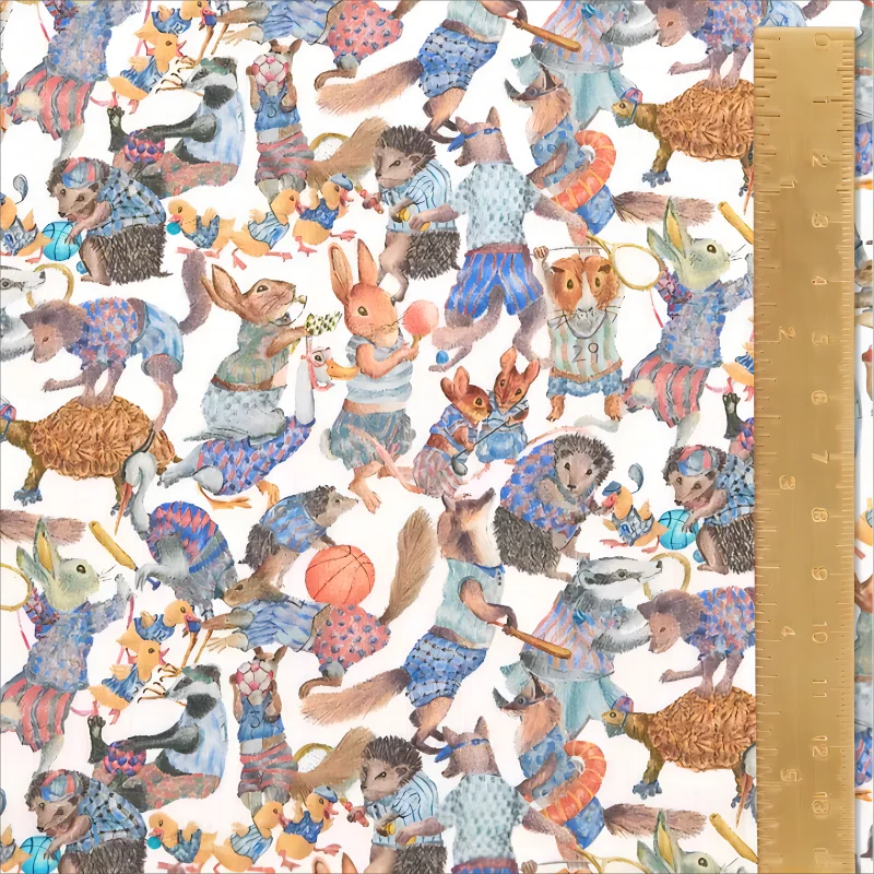 Liberty of London Tana Lawn Cotton Hullabaloo Series Print Bunnies Hedgehogs Mice Badgers Ducks Hamsters Tortoises Foxes Fabric