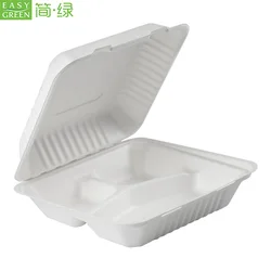 Disposable Microwaveable Biodegradable Take Out Food Containers with Clamshell