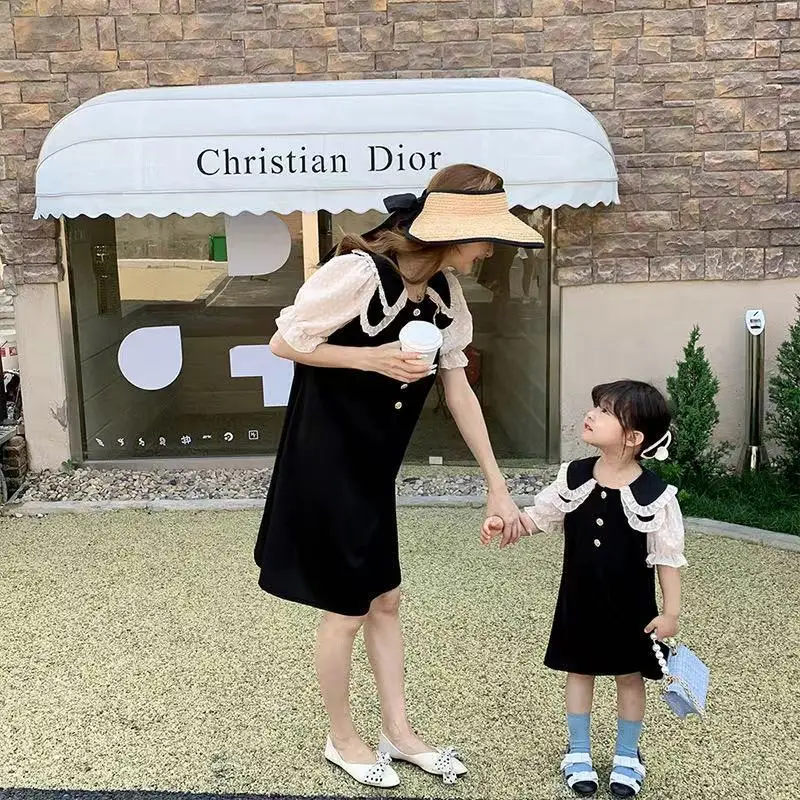 
Family Matching Outfits Autumn Summer Patchwork Floral Long Dress for Mommy and Me Clothes Mother and Daughter Clothes 