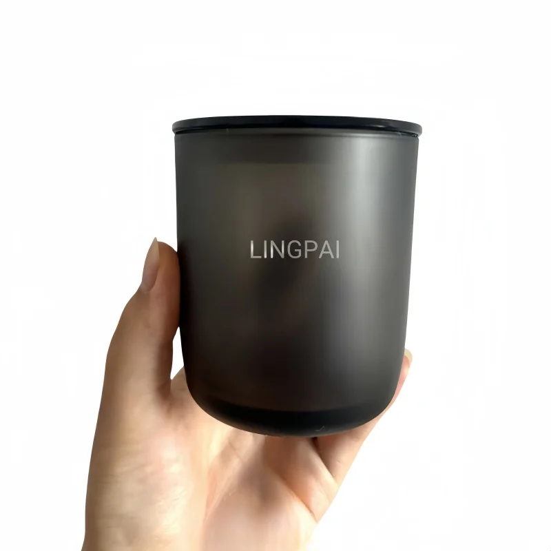 Mini Large 8oz 10oz 12oz 14oz 15oz Amber Black Frost Matte Transparent Gloss Reusable Empty Glass Candle Can