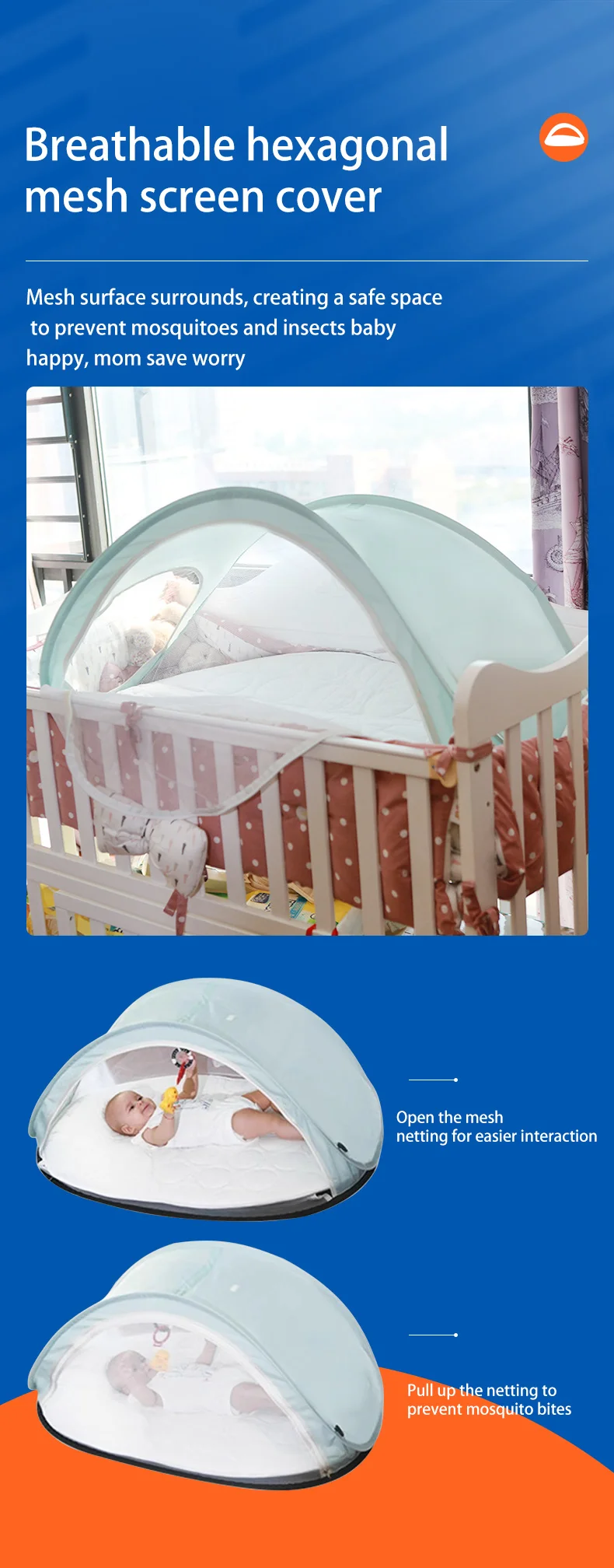 Portable Folding Mosquito Net For Baby Multi-functional Mesh Window Kids Mosquito Net Baby Bedding
