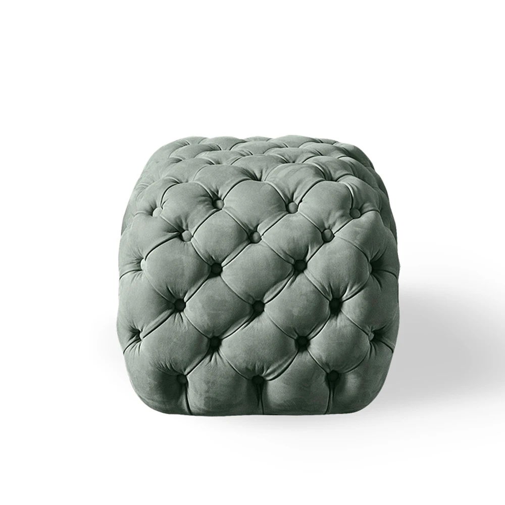 luxury Turtle tufted button stool modern design small fabric ottoman pouf leather stool bench