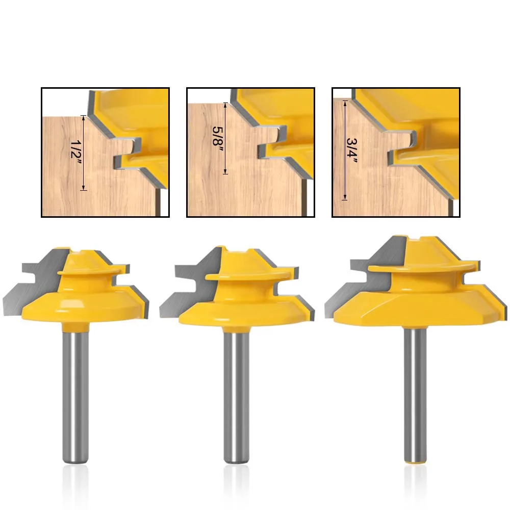 1/4' 6mm 8mmShank Router Bit Milling Cutter Frame Groove Tenon Woodworking Engraving Wood Milling Set Lock miter milling cutter