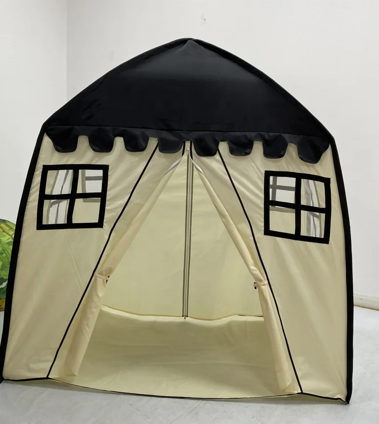 Factory Large Kids Teepee Tent Portable Children Play Tent for Boys Indoor Outdoor Use Fort with Carrying Case Black