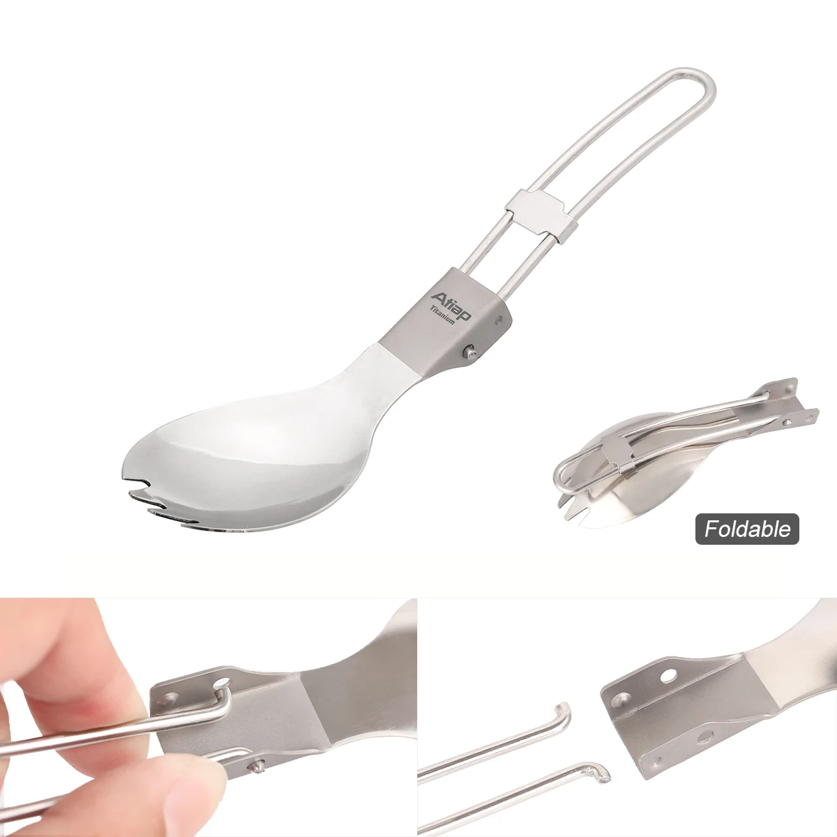 2 Pieces set Titanium Pot Lightweight Titanium 750ml Pot with Folding Spork Water Cup for Outdoor Camping Hiking Backpacking