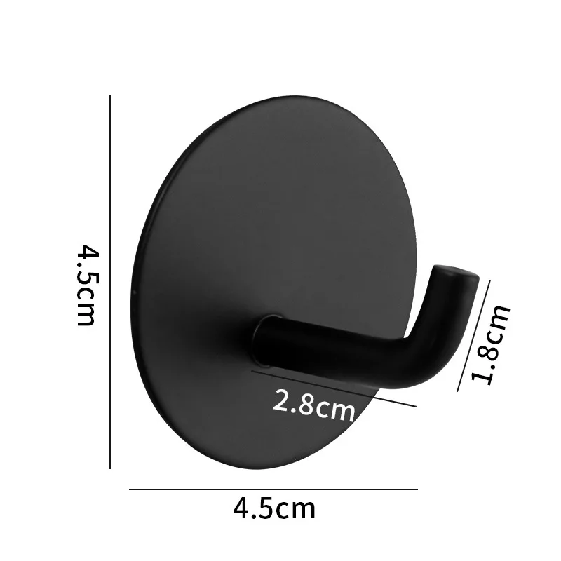 Black Hooks Wall Organisation for Clothes Stainless Steel Wall Hooks Towel Keys Hanger Wall Mount 3M Adhesive Storage Robe Hook