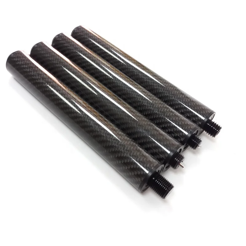 Economic 8inch Black Carbon Billiards Pool Cue Extensions for Mezz/P3/Fury/Uni-Loc Cues Wholesale Extenders